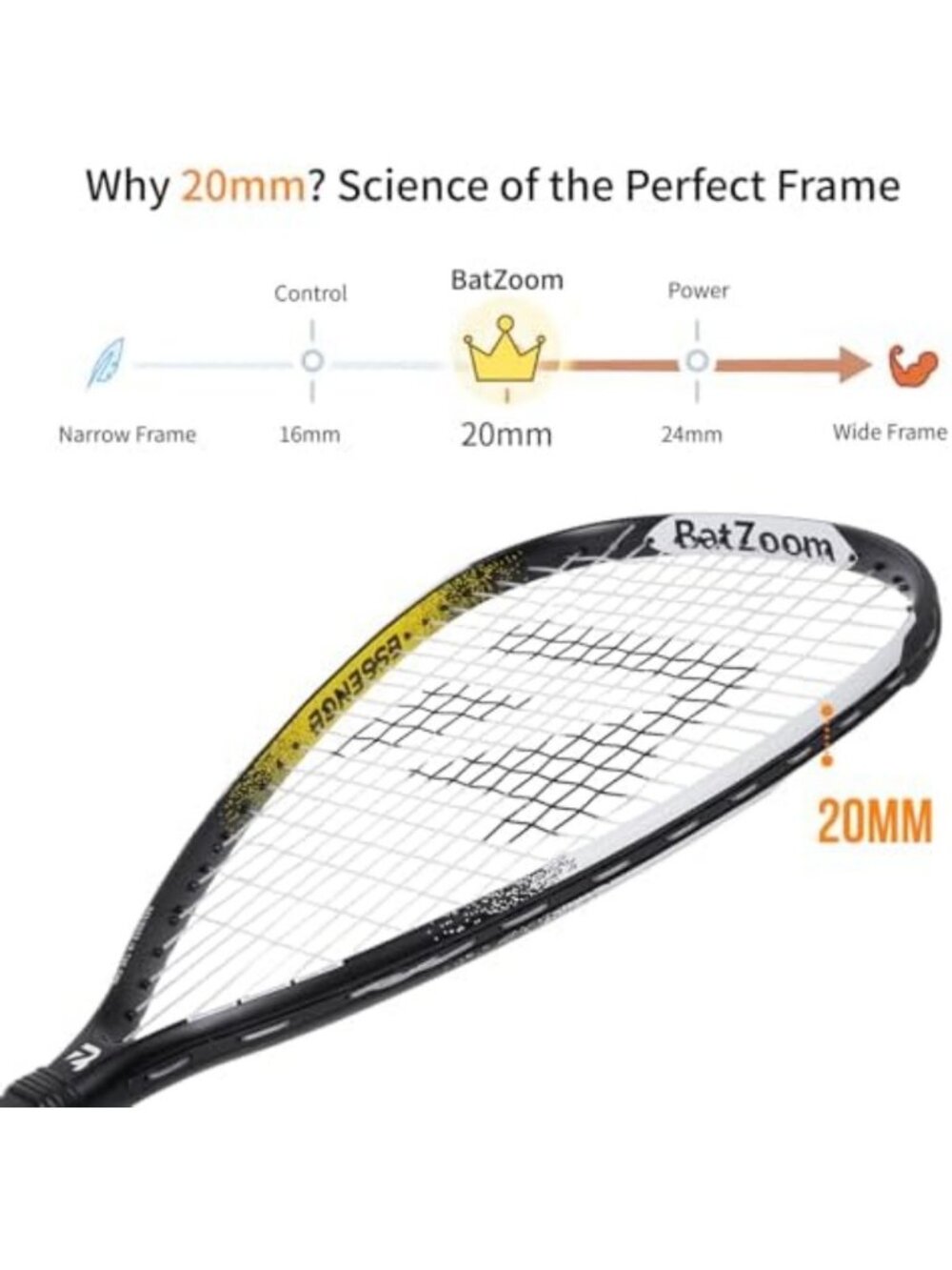 Lightweight Racquetball Racket with Cover - One-Piece Design for Control - Picture 5 of 7